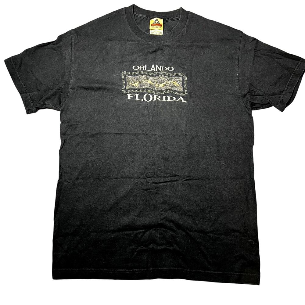 Alstyle Apparel Orlando Florida Embroidered Black Tee, Size L